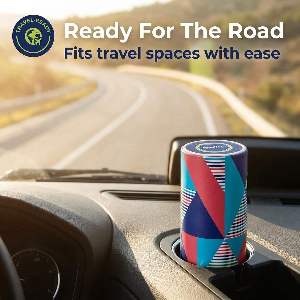 Reeflex Car Tissues 50 Sheets per Canister, Soft, Gentle, and Durable in a Stylish, Convenient Shape to Fit Any Car Cup Holder - 4 Canisters, 200 Sheets Total - Package Design May Vary