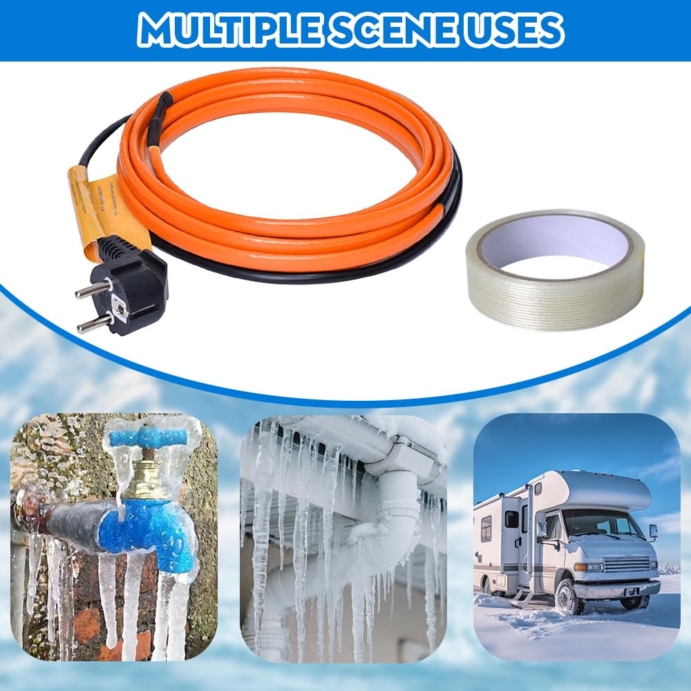 Cavo Riscaldante per Tubi Antigelo 230V 25W/M, 2M Cavo Scaldante Autoregolante con Spina di Messa a Terra, Impedisce il Congelamento di Tubi, Grondaie e Piante