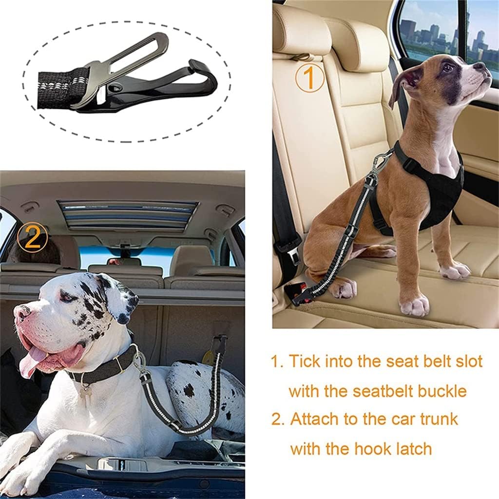 Adjustable Dog Harness Reinforced Carabiner Elastic Bungee 2 in 1 Pet Car Travel image 5