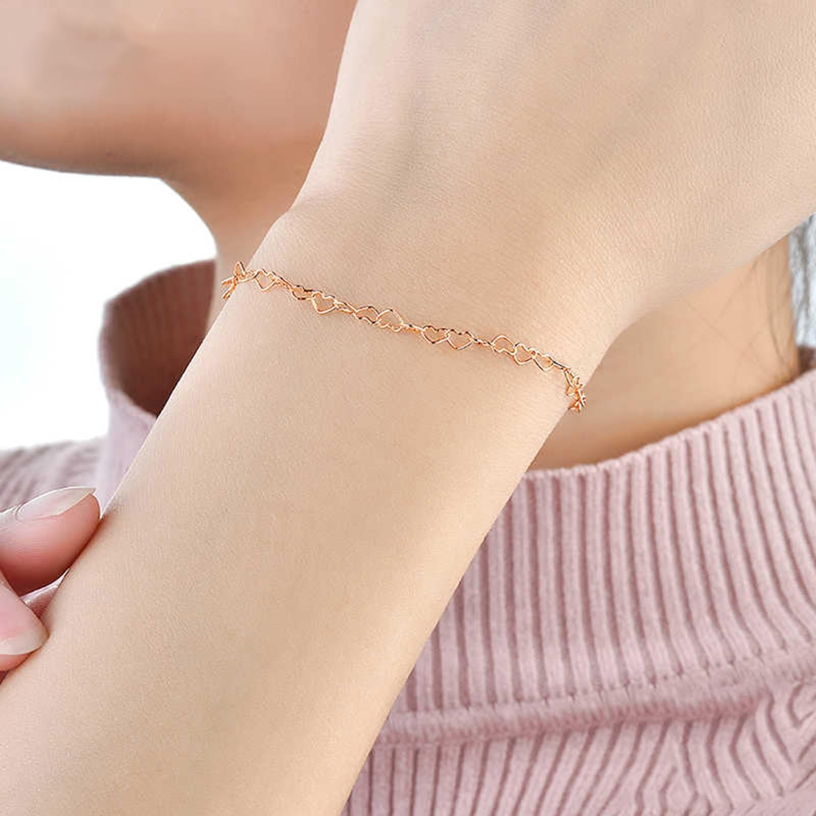 KnSam Różowe złoto 750 bransoletka charms prawdziwa biżuteria, damska bransoletka w kształcie serca, 18-karatowe złoto, 18 cm