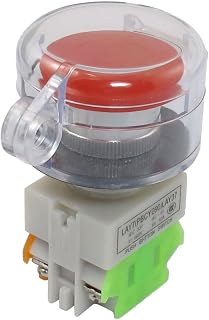 uxcell A12081700ux0127 Mushroom Momentary Push Button Switch 1NO 1NC with Cover, AC 660V, 10 Amp, Red