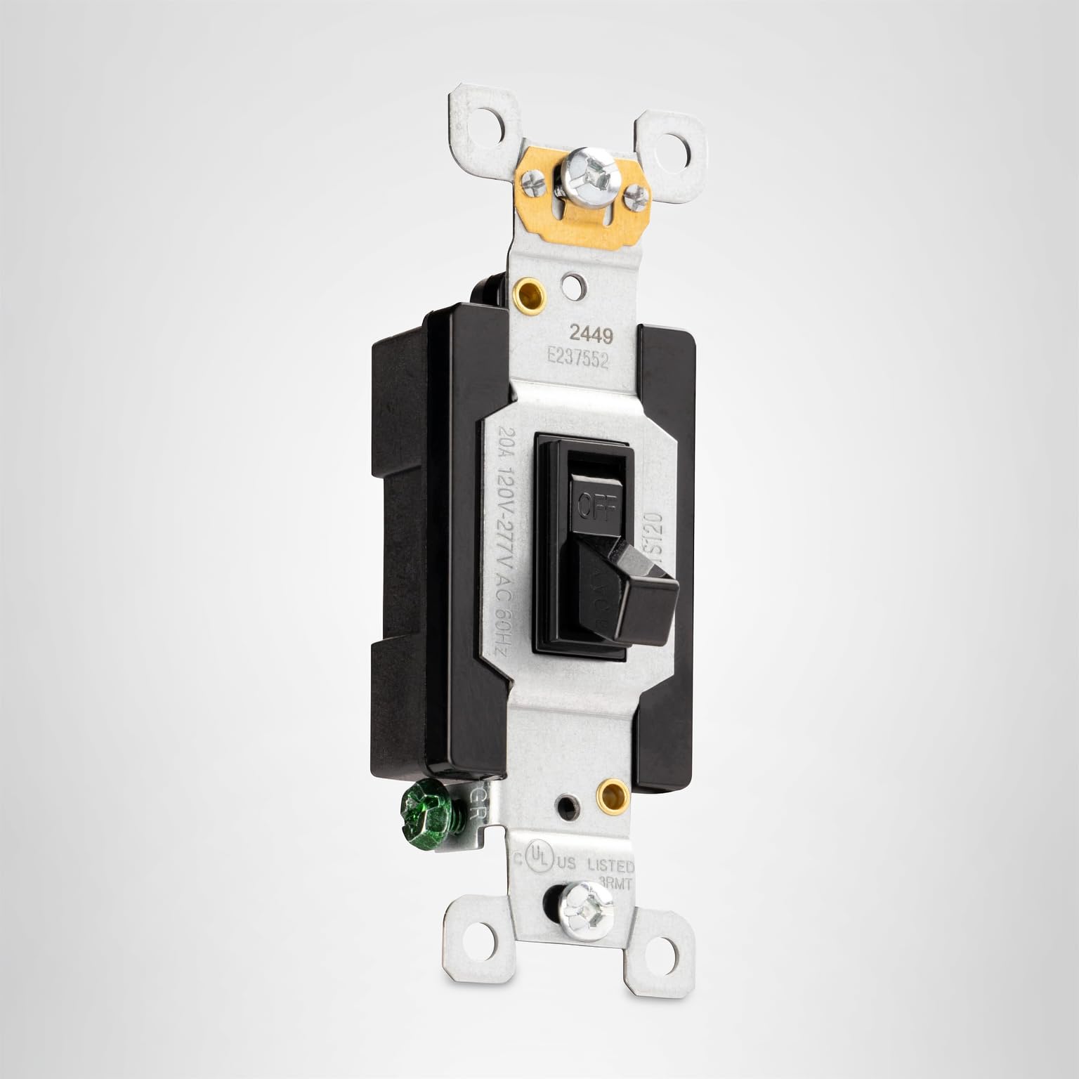 GE in-Wall Switch, Single Pole, Toggle, Black, 1 Pack | Grounding