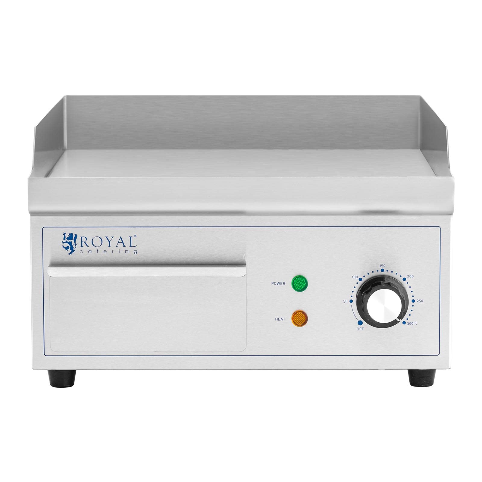 Royal Catering RCPG45-S - Padella elettrica 350 x 380 mm, piatta, 2000 W, griglia elettrica con parte superiore elettrica, griglia elettrica e piano cottura (acciaio inossidabile, ghisa)