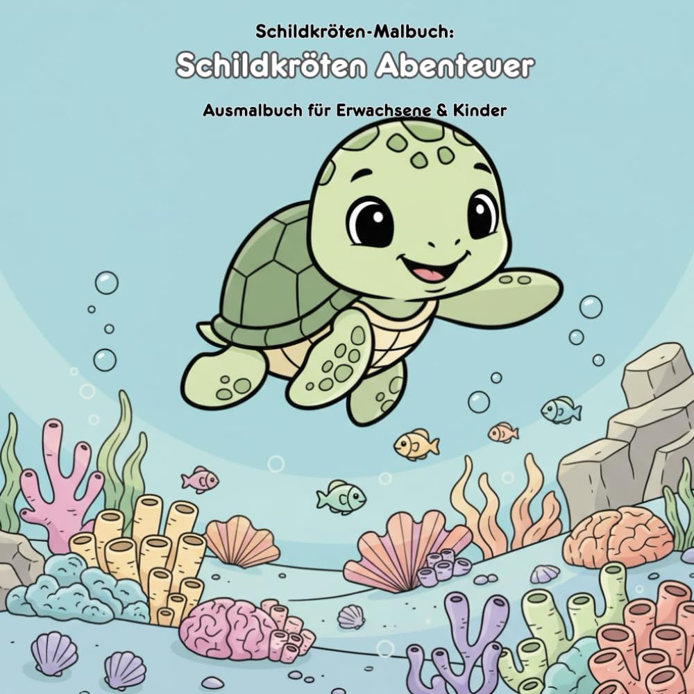 Schildkröten Abenteuer: Geschichte & Malbuch Unterwasser: Für Erwachsene & Kinder: 36 Ausmalbilder, 21.59 x 21.59 cm – Große Motive, spannende Geschichte & farbenfrohe Unterwasserwelt