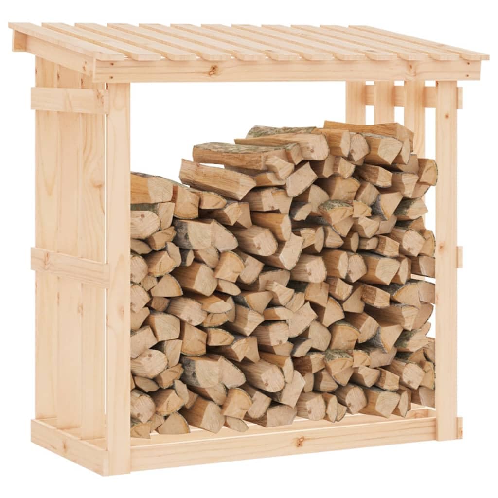 Kaminholzregal aus massivem Kiefernholz 108 x 64,5 x 109 cm Brennholzregal mit Holzkorb Stapelhilfe für Ofen Kamin Outdoor und Wohnzimmer