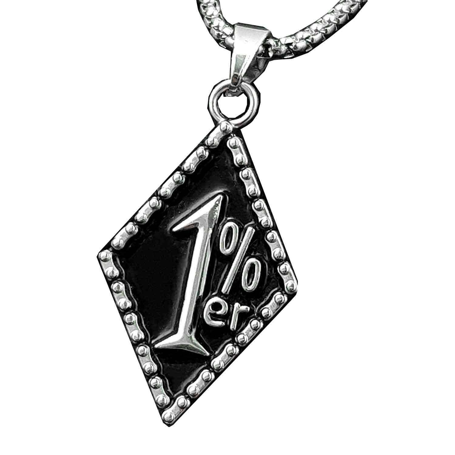 Crazy HunterCrazy Hunter One Percent 1% ER Pendant Chain Necklace Man 316L Stainless Steel Biker Jewelry Blue Red Balck