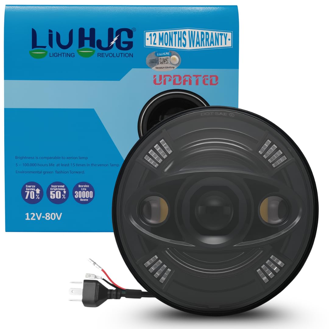 LIU HJG 7 Inch DRL LED Headlight Ultra High Brightness Waterproof & Dustproof 67W 12V DC Power High/Low Beam Yellow/White DRL Light Universal fit for Thar, Jeep, Classic 350 & Others (Pack of 1)-image-29