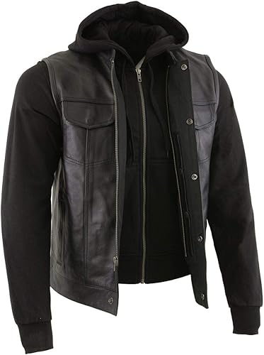 Miniatura 18 de Milwaukee Leather Chaleco de cuero premium para motociclista estilo club para hombre LKM SH