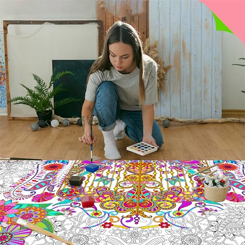 Image of Giant Coloring Poster, Large Plant Coloring Activity Paper 75 inch x 31 inch Jumbo Size Versatile Paper DIY Painting Drawing Banner /Tablecloth for School Group Family Art Craft Activities Decoration