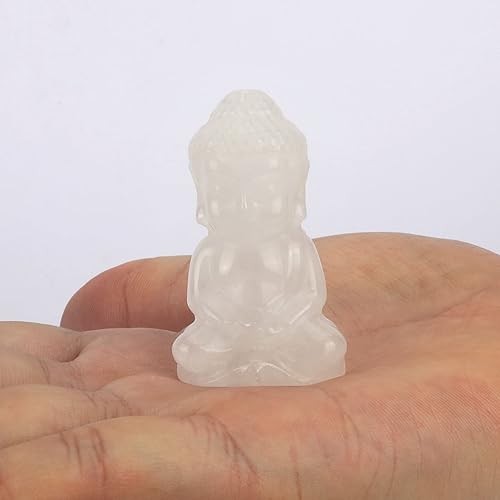 Miniatura 2 de Estatua de Buda de cristal de cuarzo natural, estatua pequeña para decoración de interiores (cuarzo transparente)