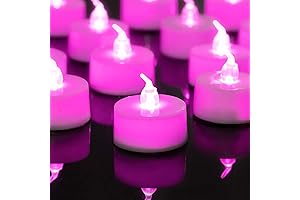 LANKER 24 Pack Pink LED Tea Lights Candles: Illuminate Your Christmas with Warm, Flickering Glow