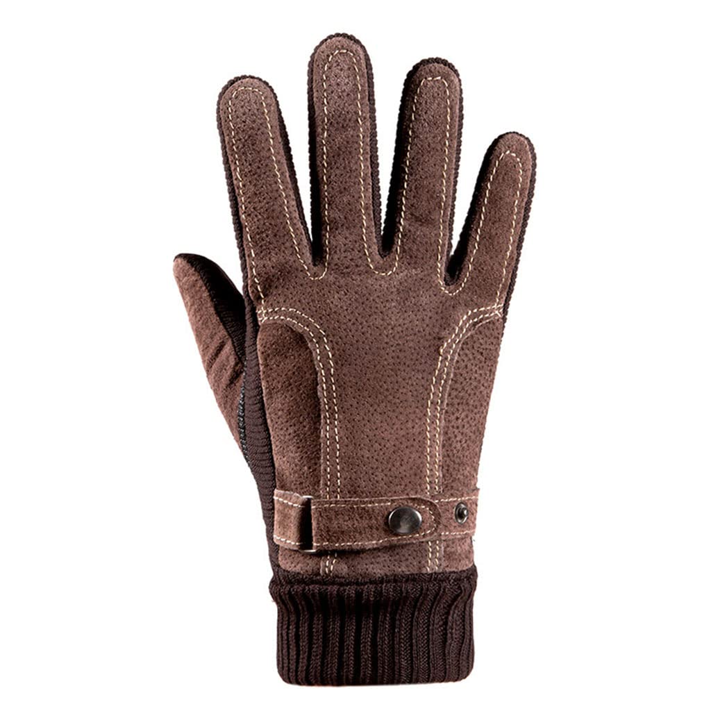 Gants d'hiver en velours de peau de cerf chauds et épais pour homme