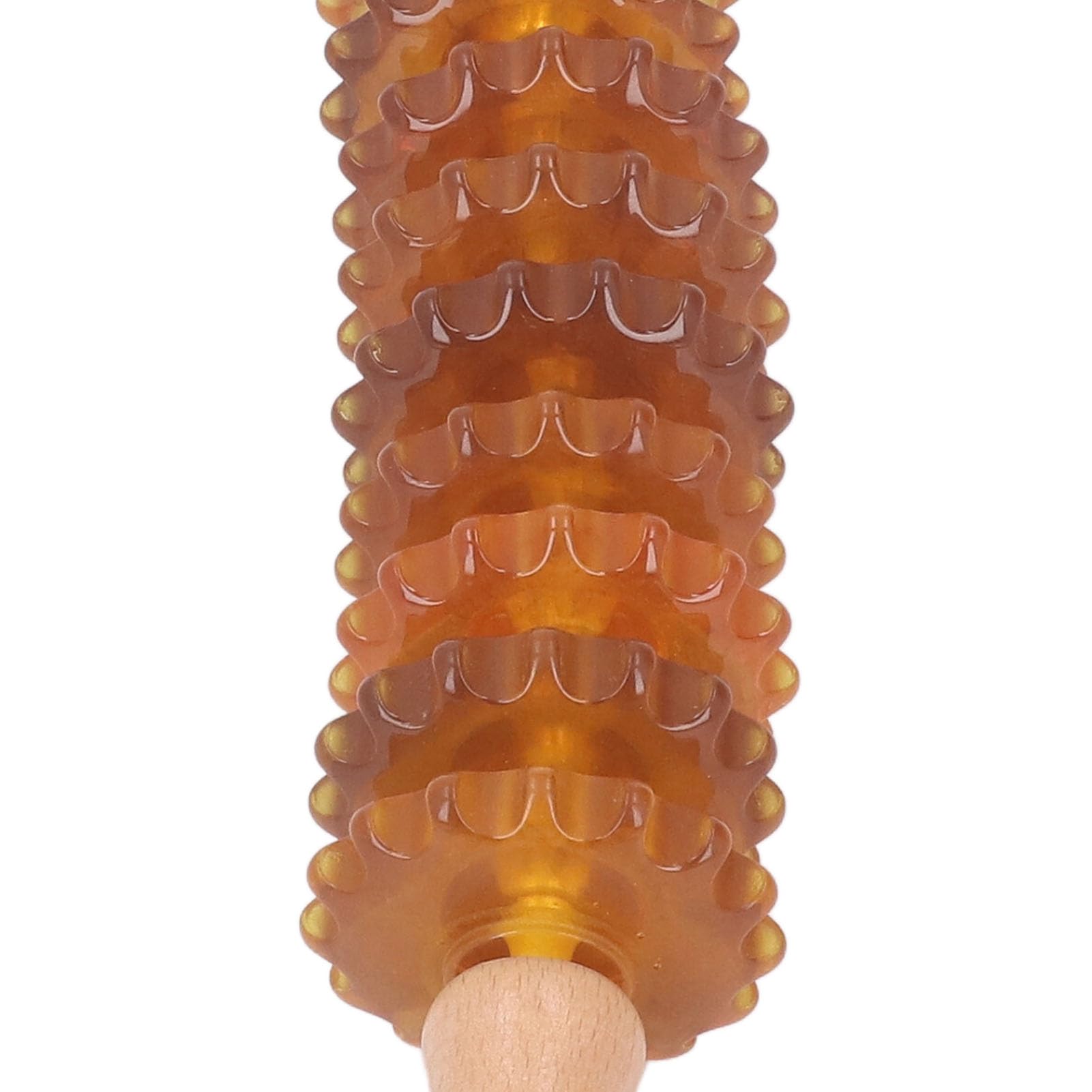 Gebogener Massageroller mit 9 Rädern, manuelles Therapie-Muskelwerkzeug aus Holz für die Lymphdrainage, Cellulite-Massage (Gelb)