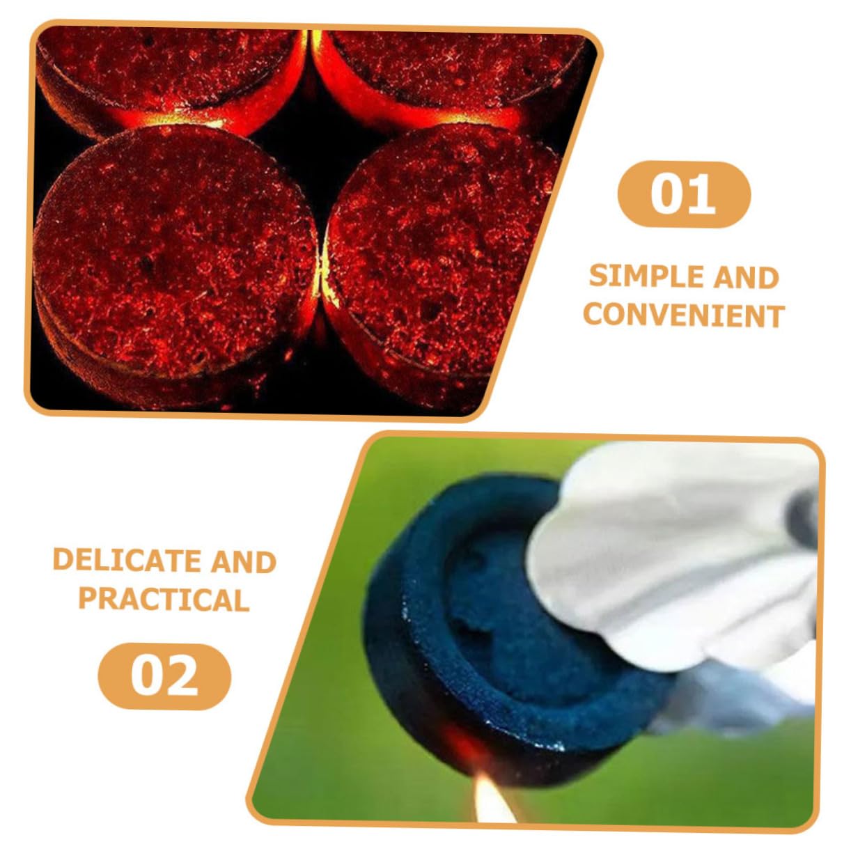 Carbón Vegetal para Barbacoa Al Aire Libre y Estufas, Quemado Rápido 40mm Bolsa 70 Pastillas, Carbón Sin Humo Adecuado para Camping y Hogar, Ligero y Fácil De Transportar