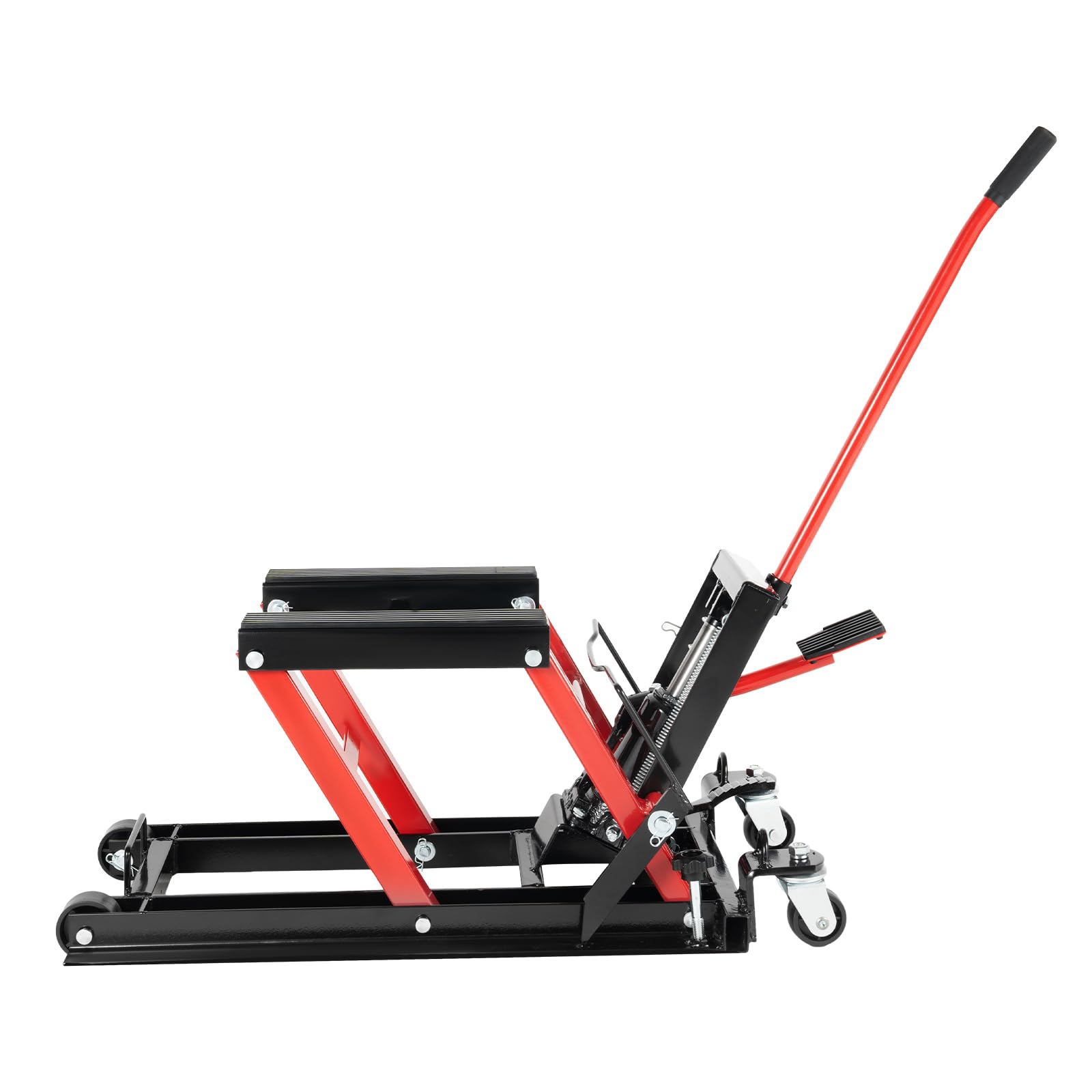 Plataforma elevadora para motocicleta, soporte de montaje hidráulico, 1500 libras, capacidad de carga de 115-365 mm, altura de elevación, gato hidráulico con pedal, bloqueo de seguridad para