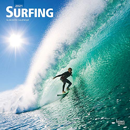 Surfing 2021 12 x 12 Inch Monthly Square Wall Calendar, Ocean Sea Beach