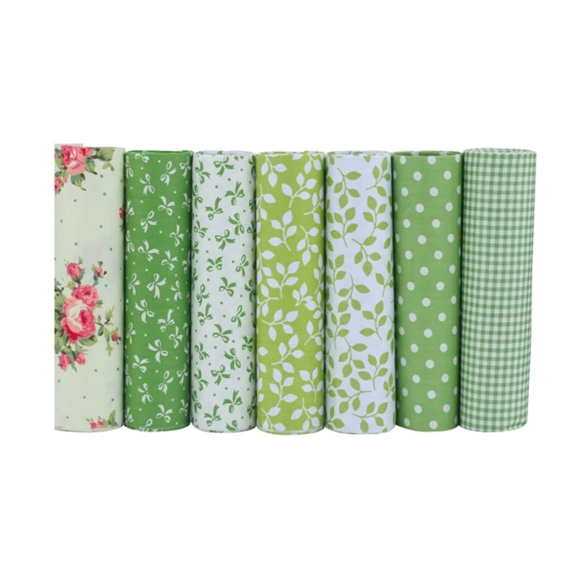 CraftsFabrics7pcs/ Lot (16" x 20") Printed Cotton Fat Quarters for Quilting, Scrapbooking, Arts & Crafts, DIY Projects, Collage) (Green)