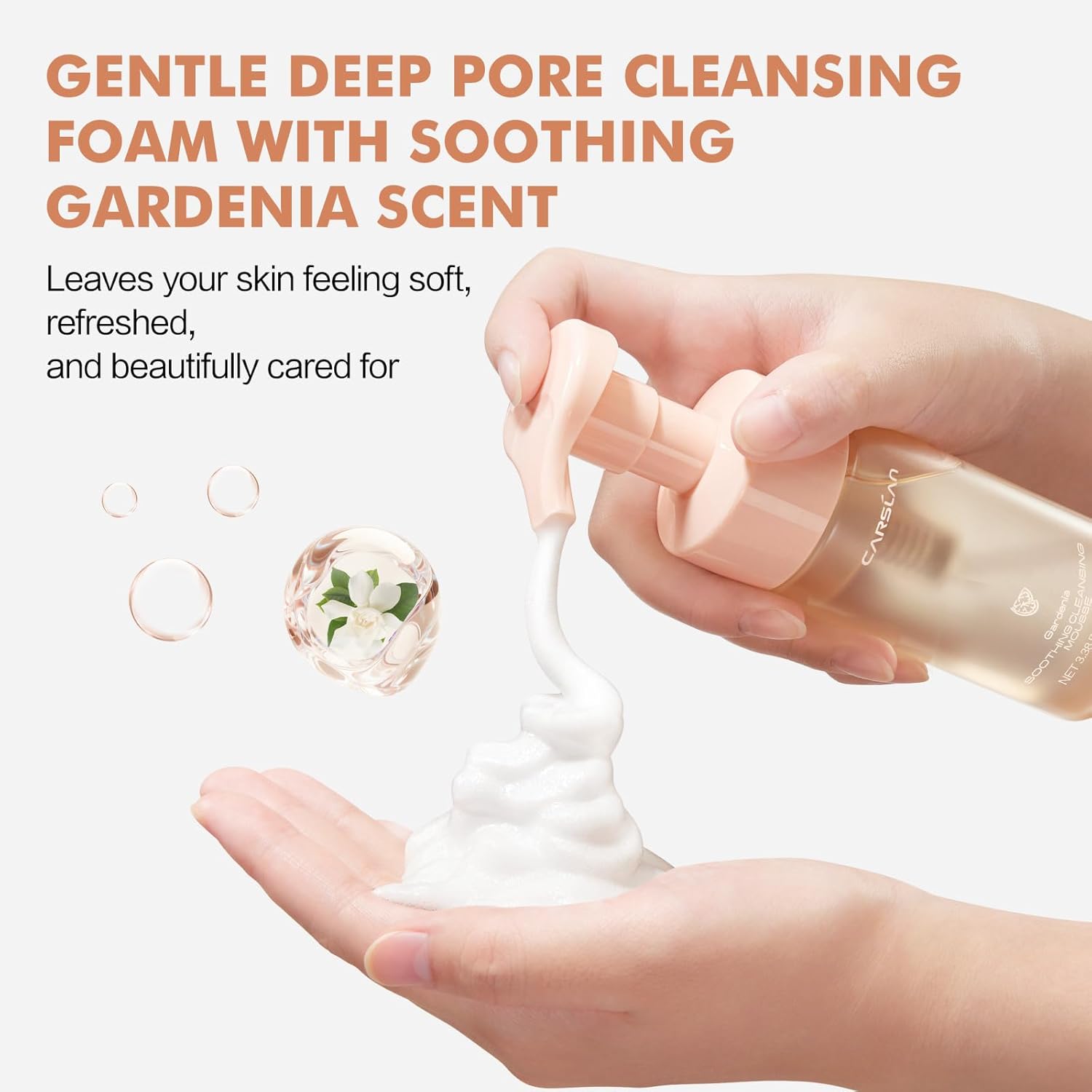 CARSLAN Face Wash, Gentle Hydrating Foaming Facial Cleanser, Soothing Cleansing Mousse, Deep Cleans Pores, Makeup Remover, Daily Face Cleanser for All Skin Types (3.38 Fl Oz) - Image 5