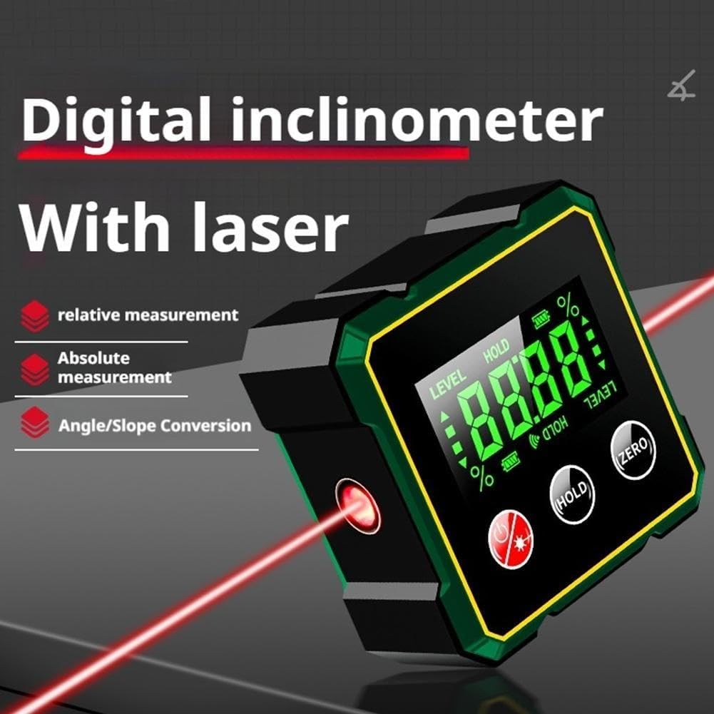 Buscador de ángulos digital magnético con regla electrónica de medidor láser LCD de 360°, herramienta electrónica de medición, inclinómetro, mini transportador