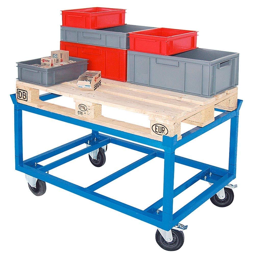 BRB Palettenroller/Rollrahmen f. Paletten, hohe Ausführung, LxBxH 1220x820x775 mm, Tragkraft 500 kg, blau