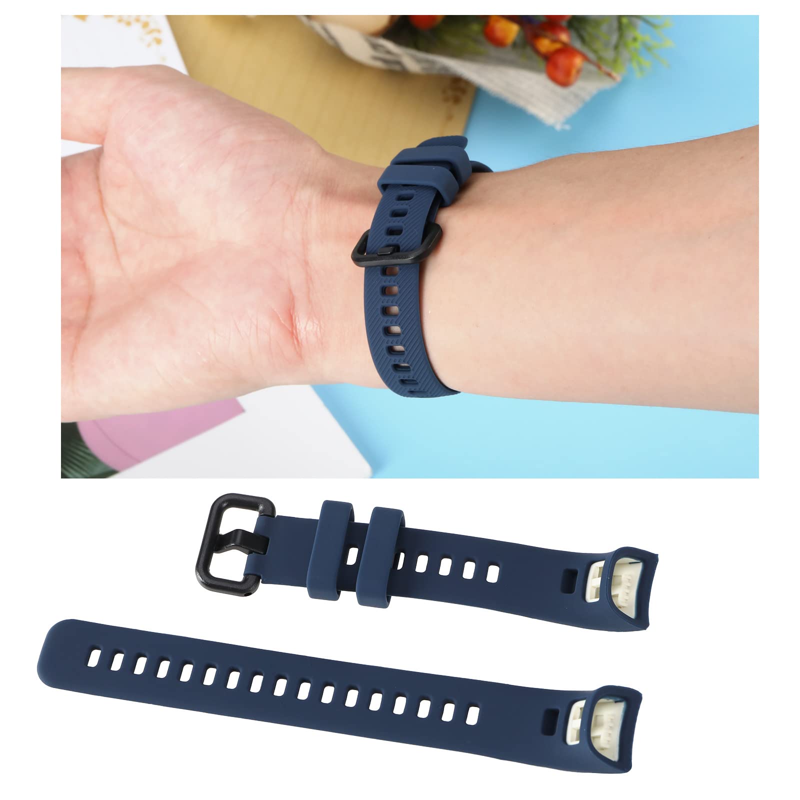 SING F LTD 3Pcs Watch Strap Replacement Compatible with Huawei Honor Band 4/5 Silicone Watch Band Adjustable Wrist Strap with Buckles 150~230mm Black Blue Orange