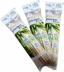 1000 Espetos de Bambu 25cm – Pacote para Churrasco, Resistente, Sustentável, Ideal para Carnes, Legumes e Frutas, Acabamento Liso com Ponta Afiada