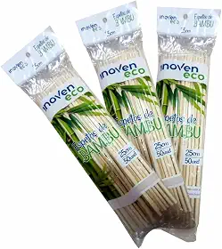 1000 Espetos de Bambu 25cm – Pacote para Churrasco, Resistente, Sustentável, Ideal para Carnes, Legumes e Frutas, Acabamento Liso com Ponta Afiada