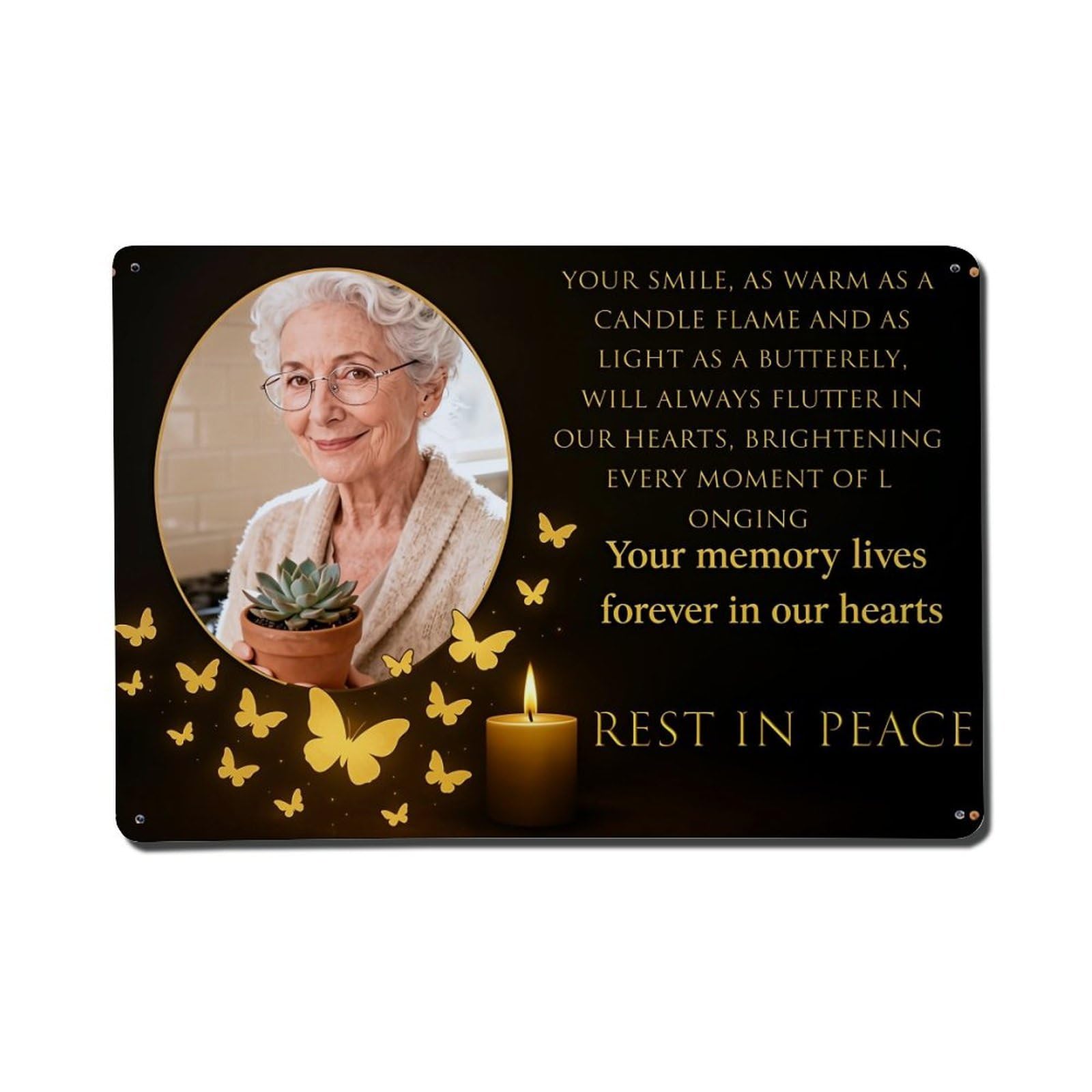 Nestemfo Vintage Elderly Woman Holding Succulent Plant Tin Sign Metal Sign, Living Room,Bar, Home, Bedroom Wall Decor,Retro Metal Poster 8X12 Inches