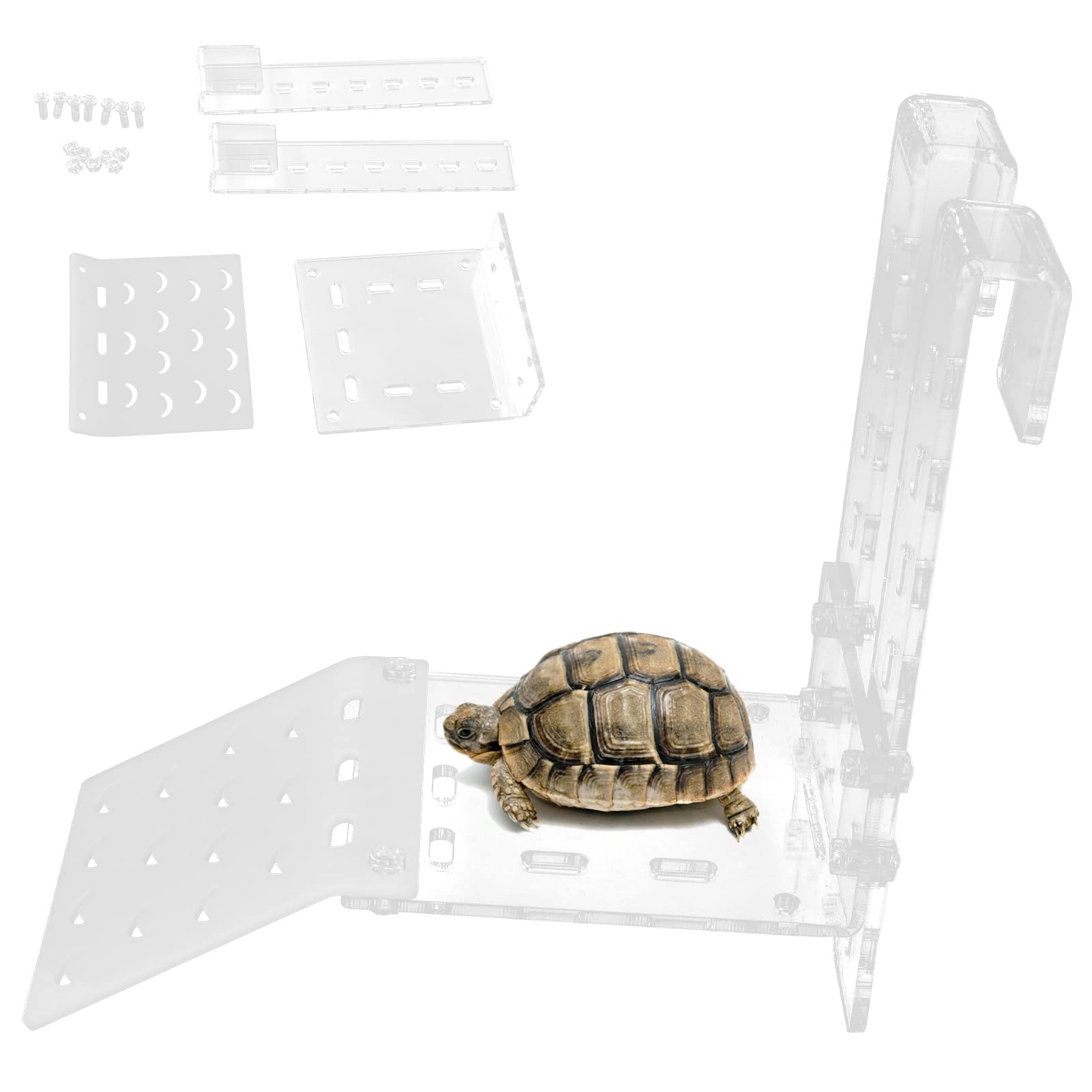 Turtle Basking, Transparent Tortoise Resting Terrace Aquatic Reptile Basking Turtle Hanging Ramp Climbing Shelf for Aquarium(TA)