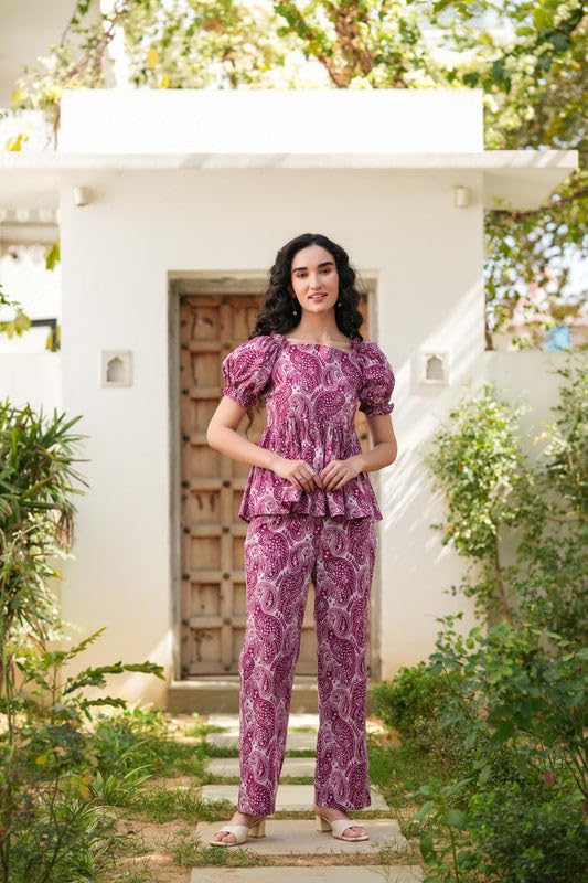 Image of Trendy Queen Co Ord Set | Casual Wear Pant Top Set | Fancy Co-Ord Set | Full Pair Set | Coord Sets for Women | Top Pant Set (SD791)