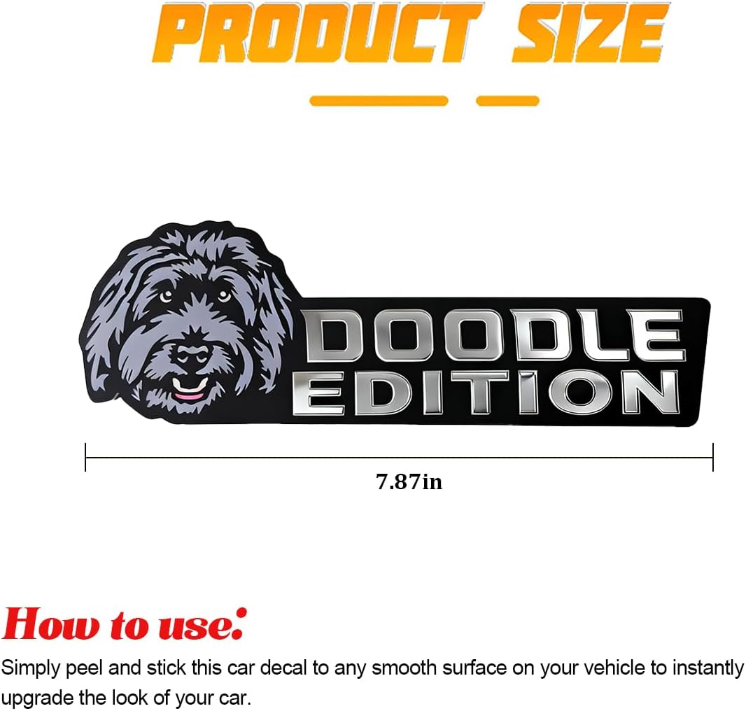 Doodle Edition 3D Car Badge, Laser Cutting Cute Dogs Badge Rated Vehicle Emblem, Funy Animal Automotive Exterior Bumper Decor Stickers, Universal for SUV Automobile Truck image 2