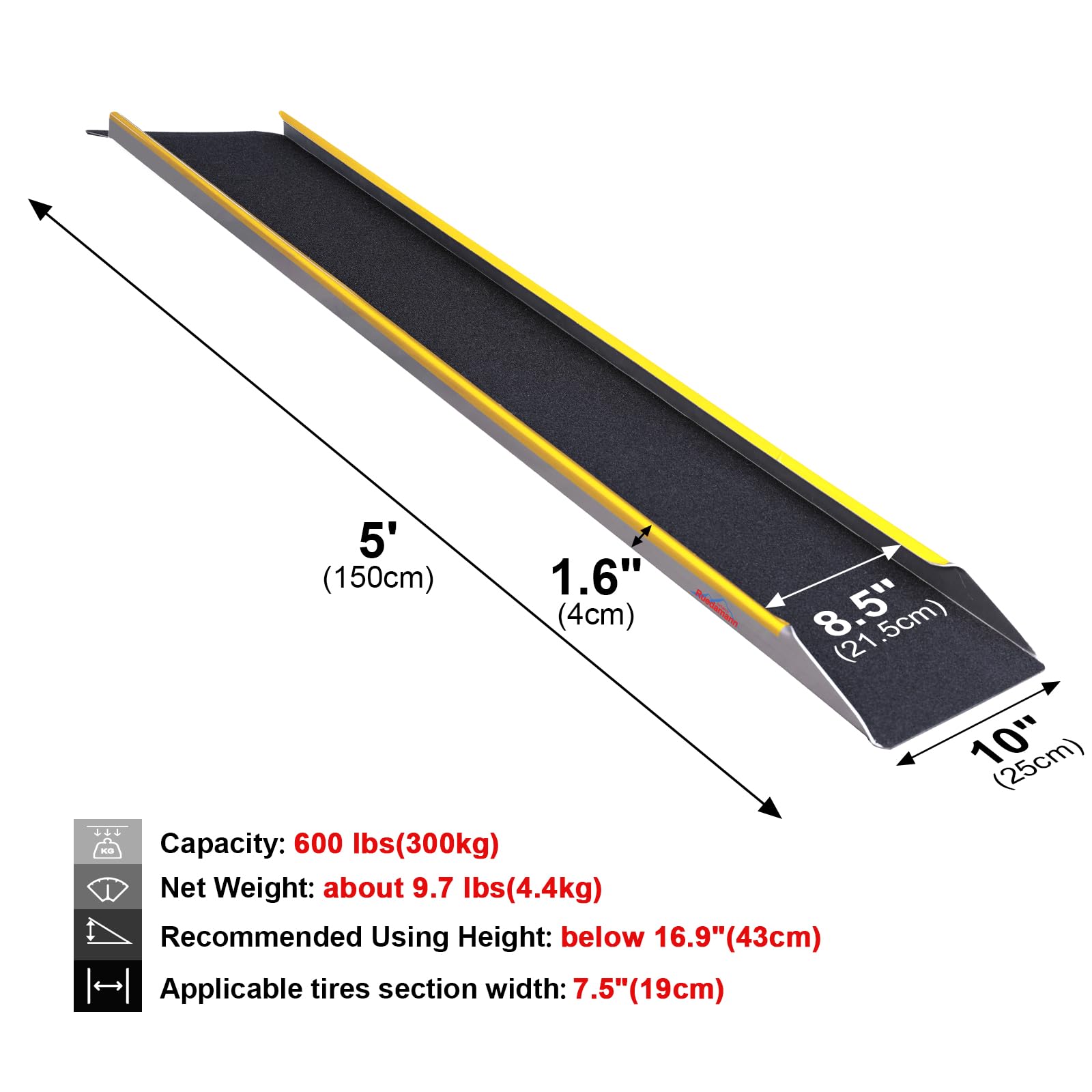 Vlaeng Aluminum Shed Ramp 2PC, 47" Long, 960 Lbs Capacity, Silver