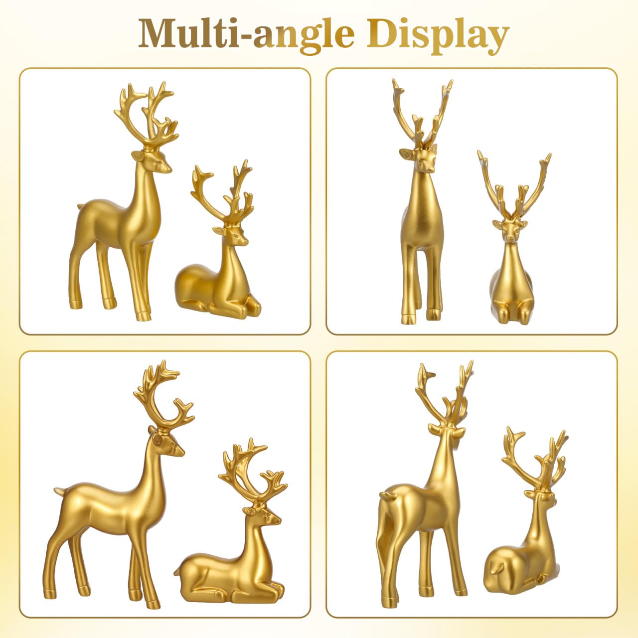 Angoily Lot de 2 élans décoratifs en résine pour bureau, maison, fête, accessoires de Noël