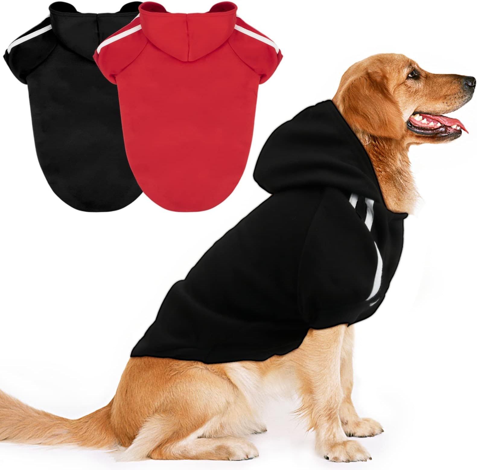 Rypet 2 Packs Basic Dog Hoodie Pet Clothes Sweater with Hat, Casual Sports Hoodie Sweatshirt for Medium Large Dogs