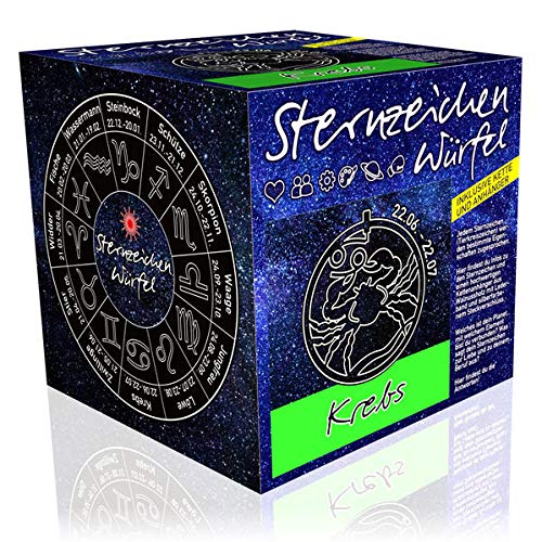 Preisvergleich Produktbild Sternzeichenwürfel Krebs: Sternzeichen-Booklet und Sternzeichenanhänger am Lederband
