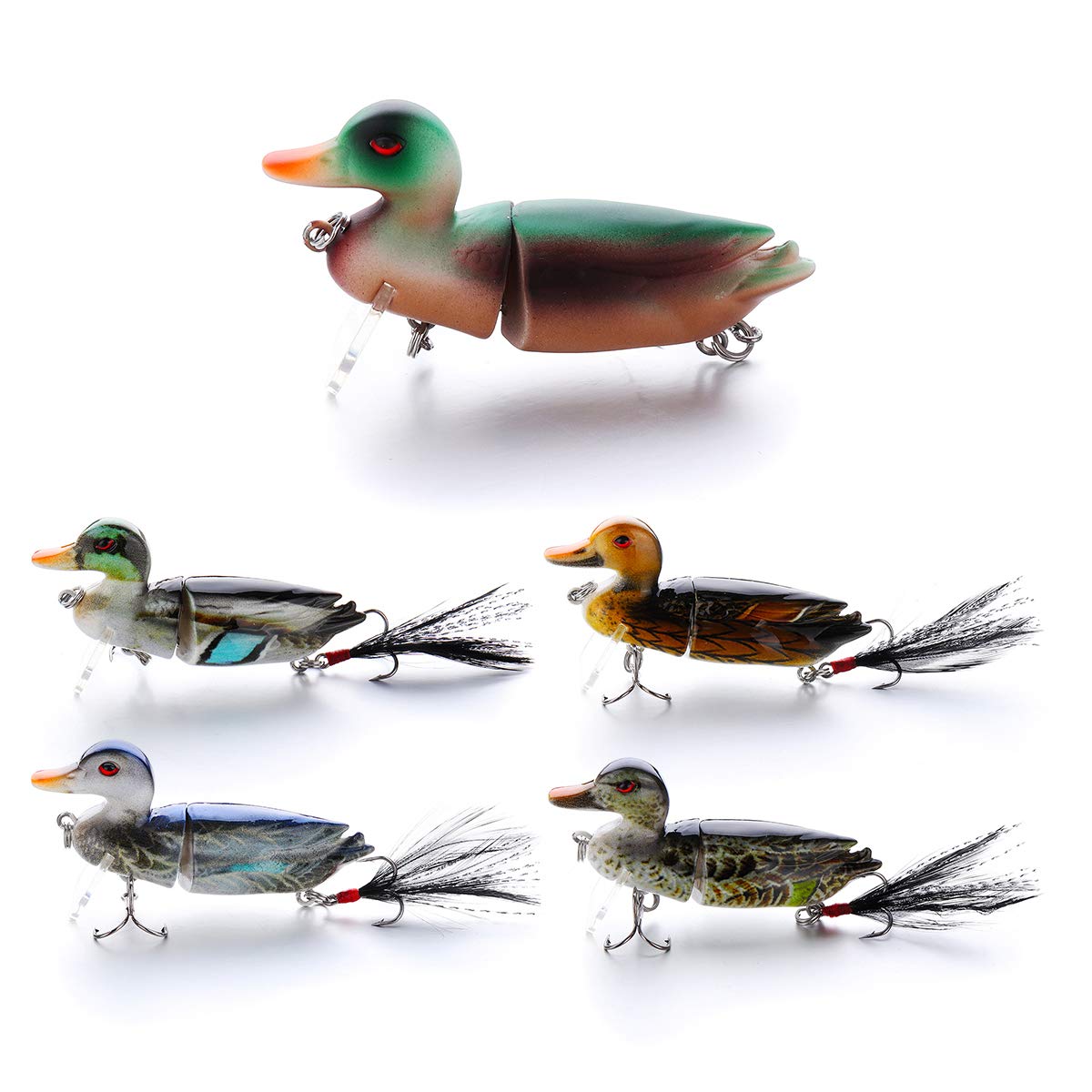 5 Pezzi Esca da Pesca Topwater Duck, Esca Galleggiante in Gomma