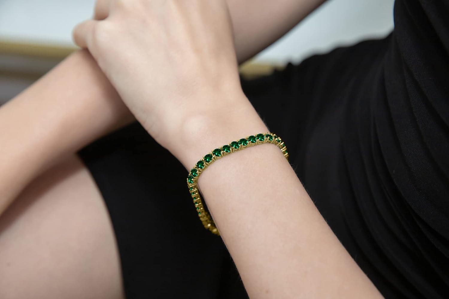 B. BRILLIANT Birthstone Bracelet for Women - 4mm Round-Cut Genuine or Synthetic Gemstone Tennis Bracelet - Sterling Silver or Gold Flash Silver With Gift Box - Image 4