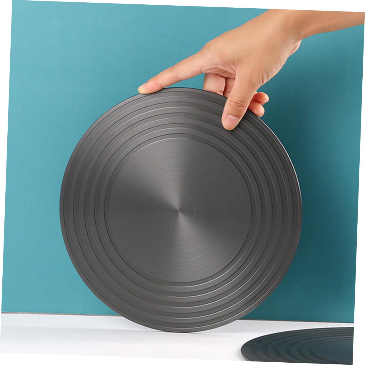 ERINGOGO Difusor de Calor para Estufa de Gas Redondo de 28 Cm | Bandeja Redonda de Descongelación Rápida, Aluminio Negro, Accesorio para Utensilios de Cocina