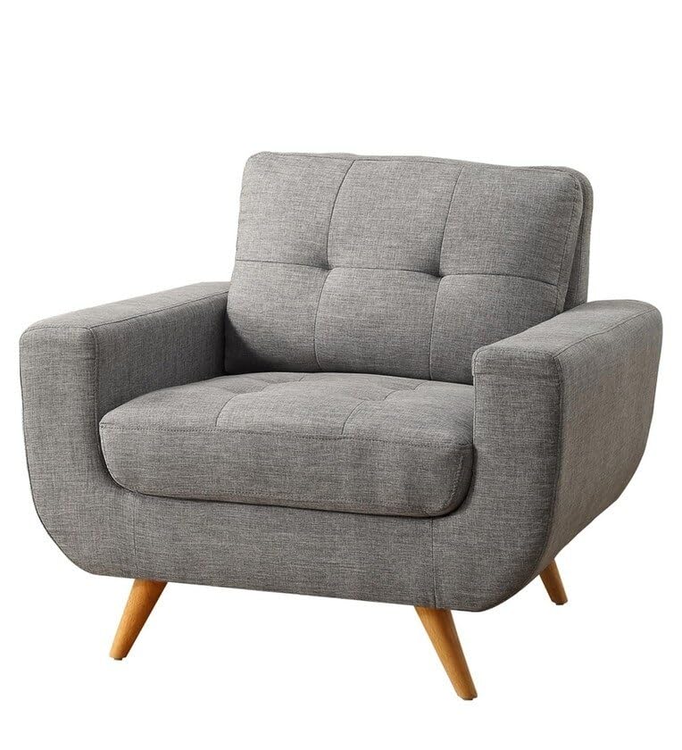 Image of Lakdi The Furniture Premium Lounge Chair for Living Room and Upholstered Fabric Armchair with Tufted Back Rest, Soft Padded Seating and Solid Legs | 5 Years Warranty | Free Assembly - 15185265