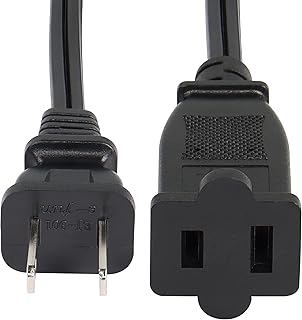 CERRXIAN USA Outlet AC 2 Prong Power Extension Short Cord, 1.6FT NEMA 1-15P to NEMA 1-15R Short Cable, 125V 10A AC 2-Prong Male to Female Outlet Saver Power Cord,0.5m(15P-15R)