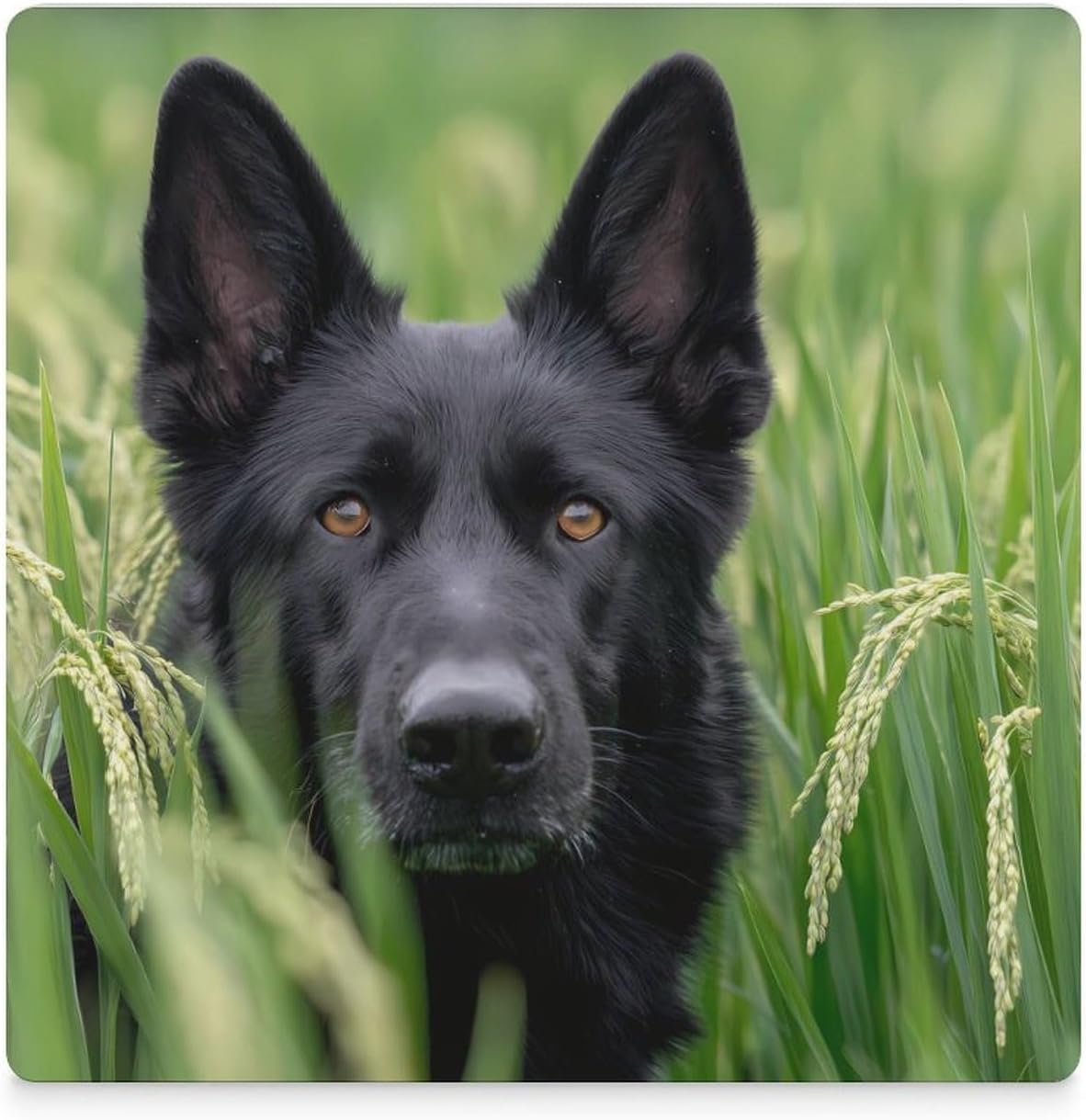 Black German Shepherd Dog Coaster for Drinks Square Ceramic Table Coasters Stone Mat Crafts 4PCS Home Kitchen Decor