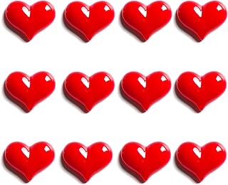 12PCS Heart Fridge Magnets Cute Magnet for Rrefrigerator 1.26 * 0.95 inch Middle Size Red Color Decorative Magnetic Whiteboard Photos Magnet Set