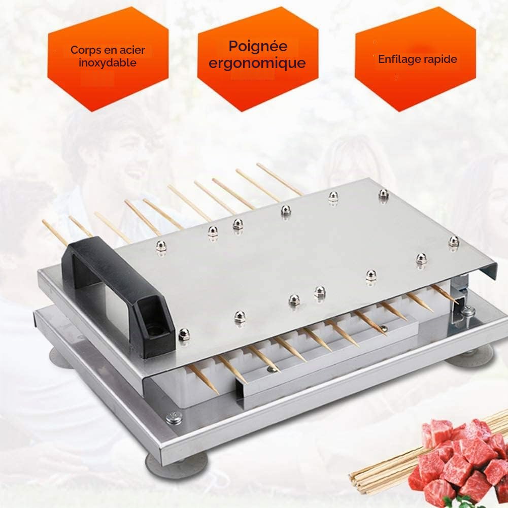Brochette de Viande, Machine à brochettes Commerciale Manuelle, brochette de Kebab, brochette de Barbecue, brochette en Acier Inoxydable
