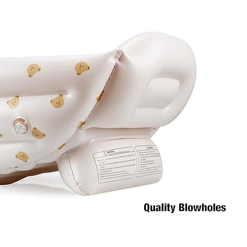 Miniatura 7 de PandaEar Paquete de 2 bañera inflable para bebé y asiento de bebé para niños mayores de 3 meses, bañera portátil para bebé y silla infantil