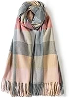 Villand Women's Cashmere Feel Wool Scarf - Large Soft Thick Checked Winter Shawl Wrap with Gift Box
