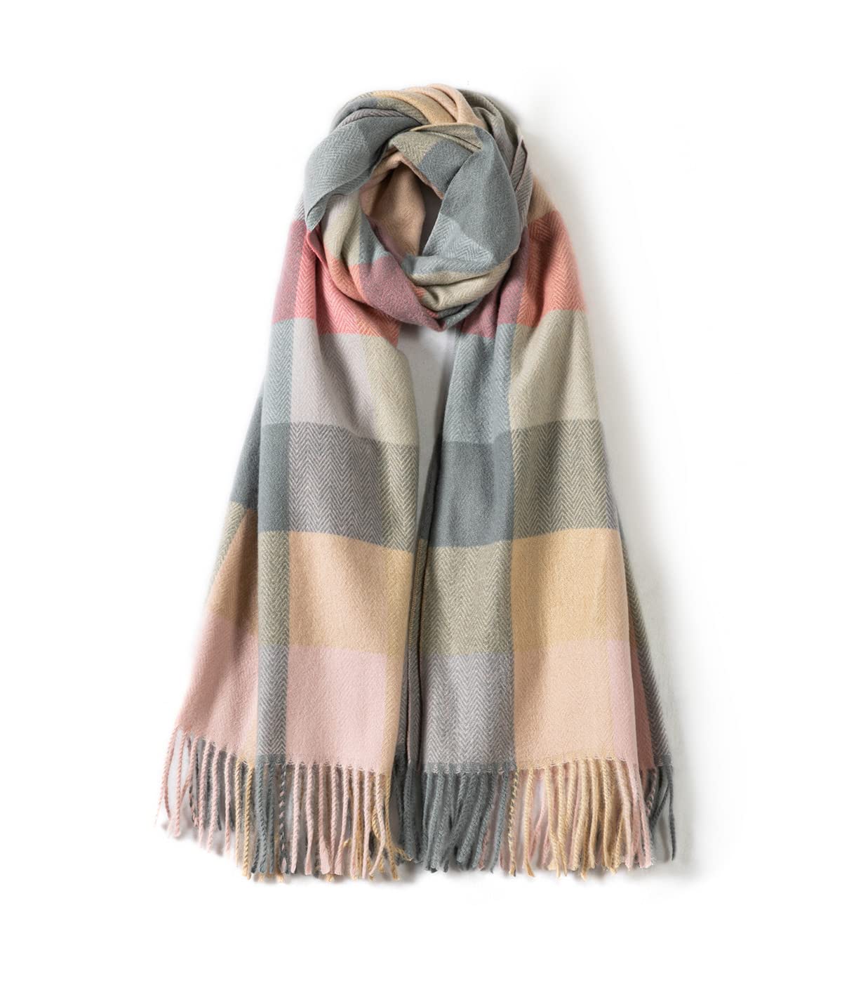 Villand Women's Wool Scarf - Winter Warm Checked Scarves for Women, Large Soft Thick Shawls and Wraps with Gift Box (Lilac Check)