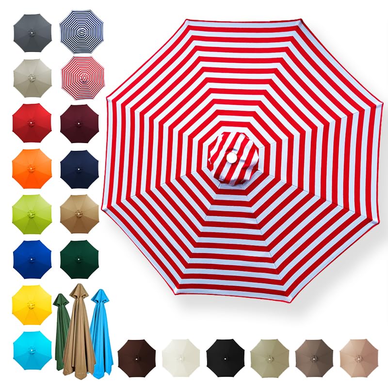 NIDSNID Replacement Parasol Canopy Sun Umbrella Replacement Cloth Fade Resistant Replacement Umbrella Canopy For 2M/2.7M/3M - 6 Arms/8 Arms (3m-6amrs,Red-White) — image 1