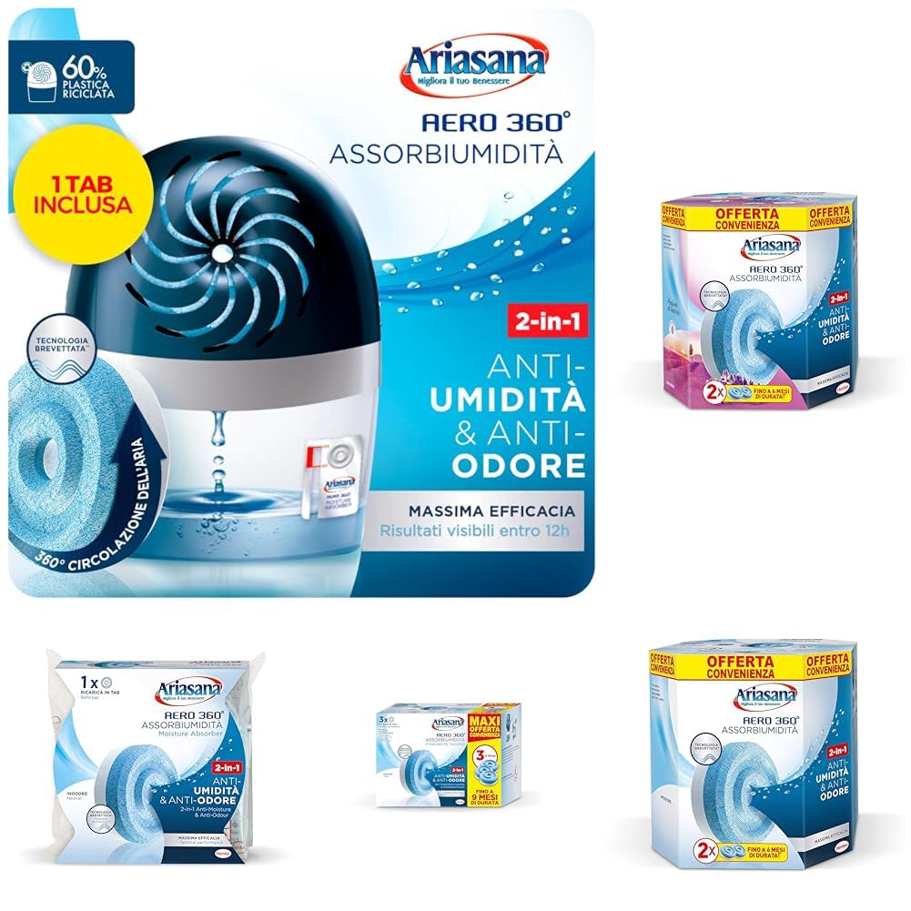 Ariasana Aero 360° kit Assorbiuidità (1 Dispositivo incl. 1 Ricarica