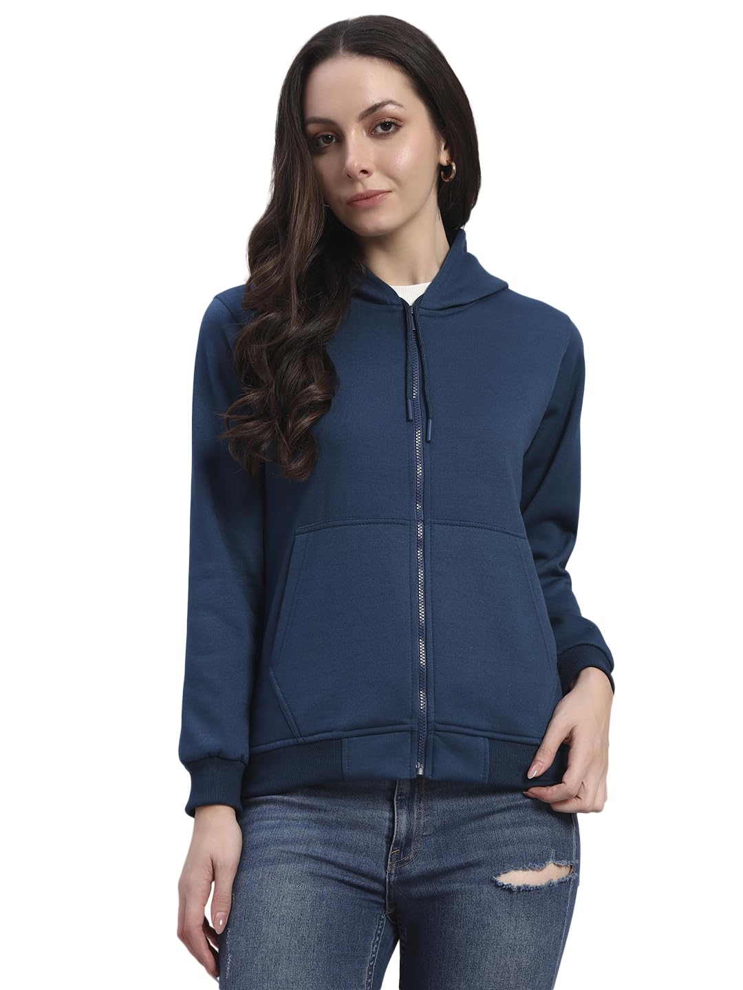 black blink! Women’s Solid Zipper Hoodie | Full Sleeve Fleece Sweatshirt with Front Pockets | Winter Casual Zip-Up Hooded Jacket for Women-picture-40