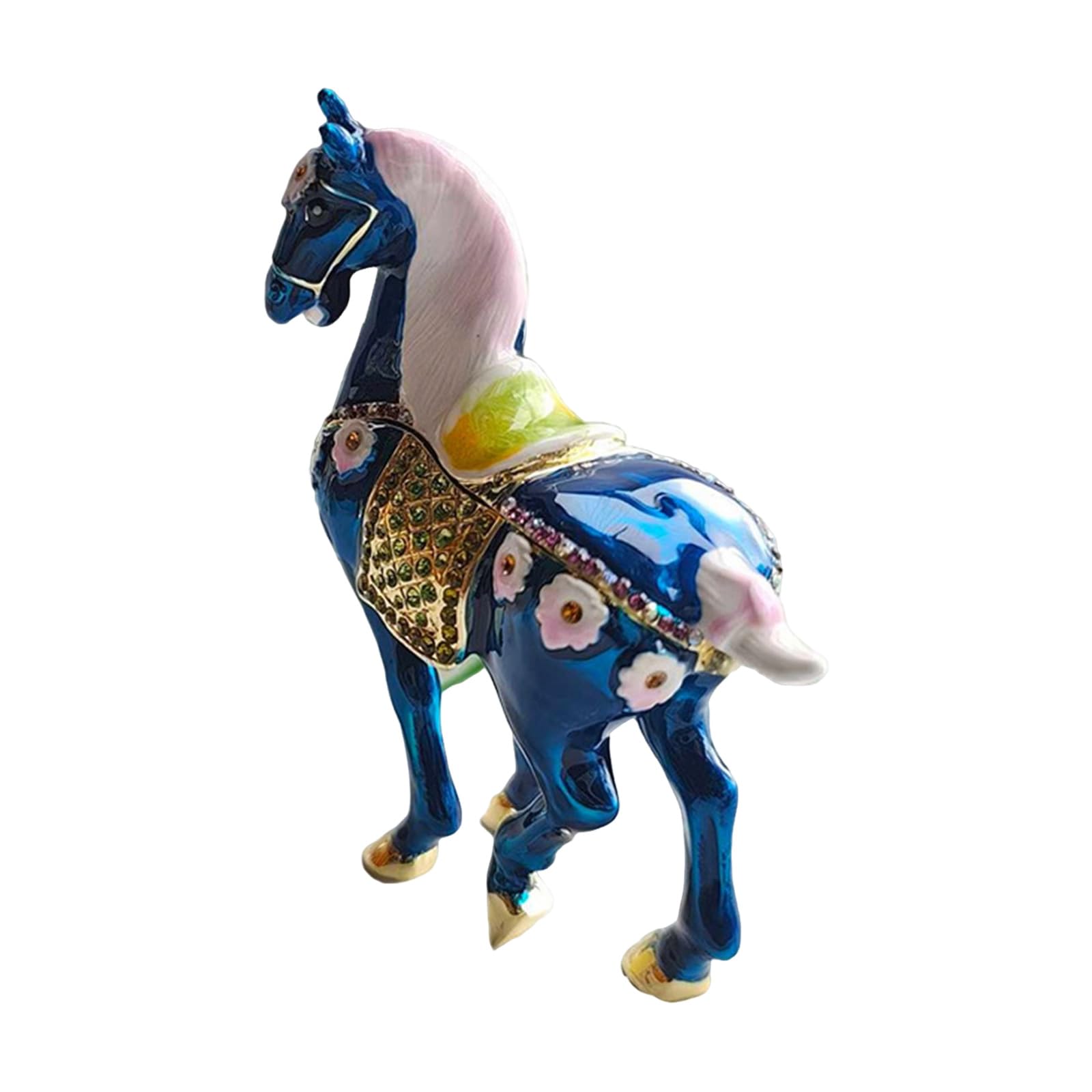 TFAOYS Painted Horse Jewelry Box Zinc Alloy Trinket Case, Compact Decorative Storage Painted Horse Jewelry Box Zinc Alloy Trinket Case